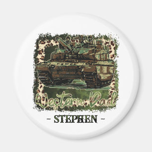 Western Dad Military Tank Camouflage Magnet