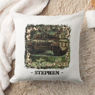 Western Dad Military Tank Camouflage Throw Pillow