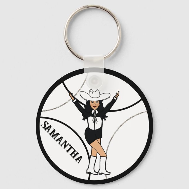Western /Dancer Keychain Black White B (Front)