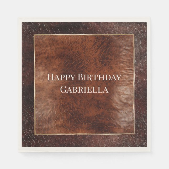 Western Dark & Warm Brown Leather Look Napkin (Front)