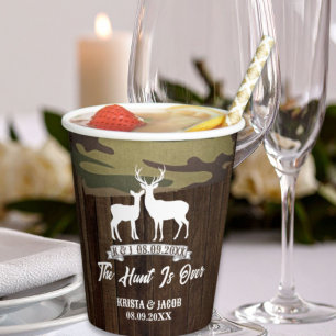 Western Deer The Hunt Is Over Wedding  Paper Cups