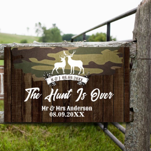 Western Deer The Hunt Is Over Wedding Welcome Poster (Western Deer The Hunt Is Over Wedding Welcome Poster)