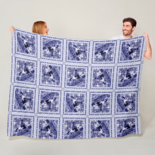 Western Denim Blue Delft Tile Fleece Blanket