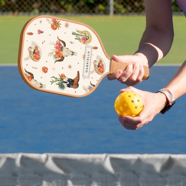 Western Desert Cactus Cowboy Hat Personalized Name Pickleball Paddle (Insitu)