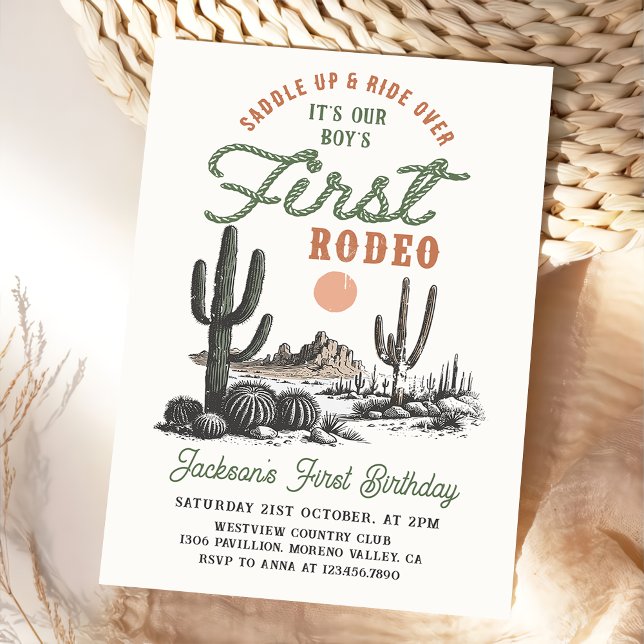 Western Desert First Rodeo 1er Invitation d'annive (Créateur téléchargé)