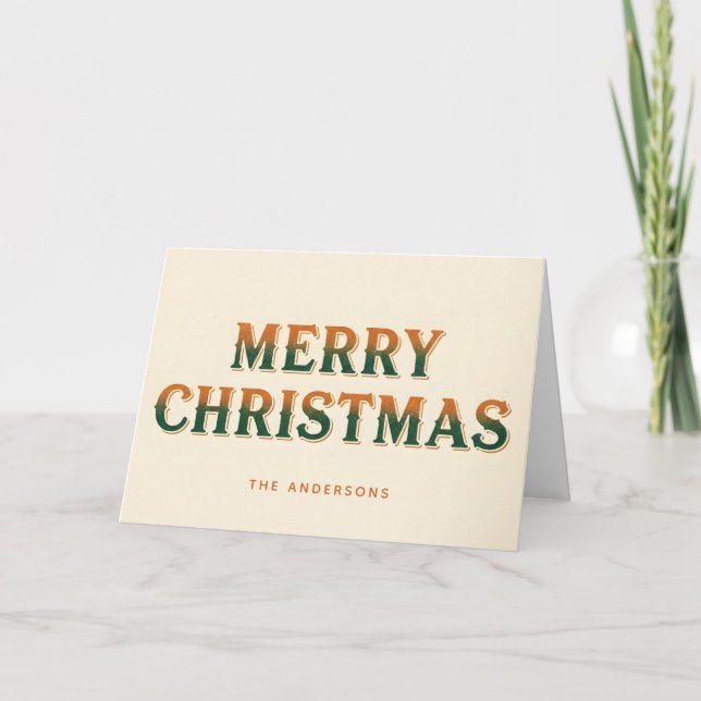 Western Desert Script Merry Christmas Holiday Card (Front)
