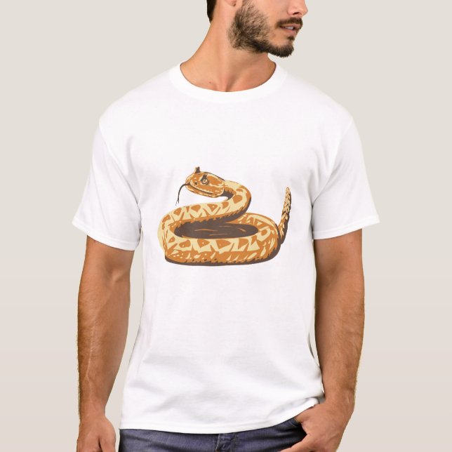 Western Diamondback Rattlesnake Curled Up WPA Art T-Shirt (Front)