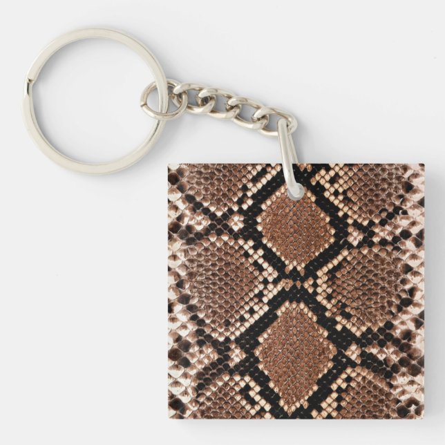 Western Diamondback Rattlesnake Skin Keychain (Front)