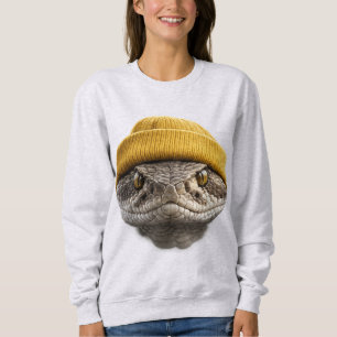 Western Diamondback Rattlesnake Wearing Beanie  Sweatshirt