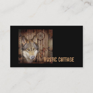 Western dream catcher  native american indian wolf business card