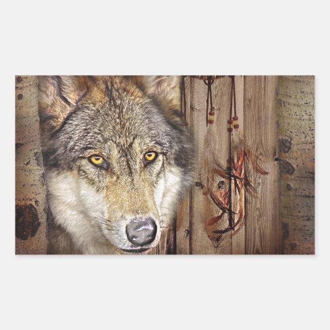 Western dream catcher  native american indian wolf sticker (Front)