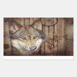 Western dream catcher native american indian wolf sticker