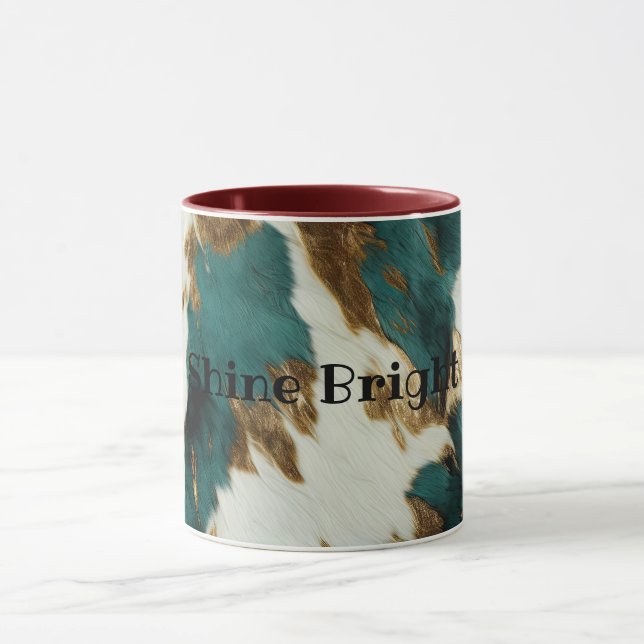 Western Emerald Gold White Cowhide  Mug (Center)