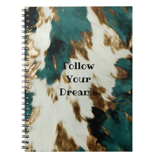 Western Emerald Gold White Cowhide  Notebook (Front)