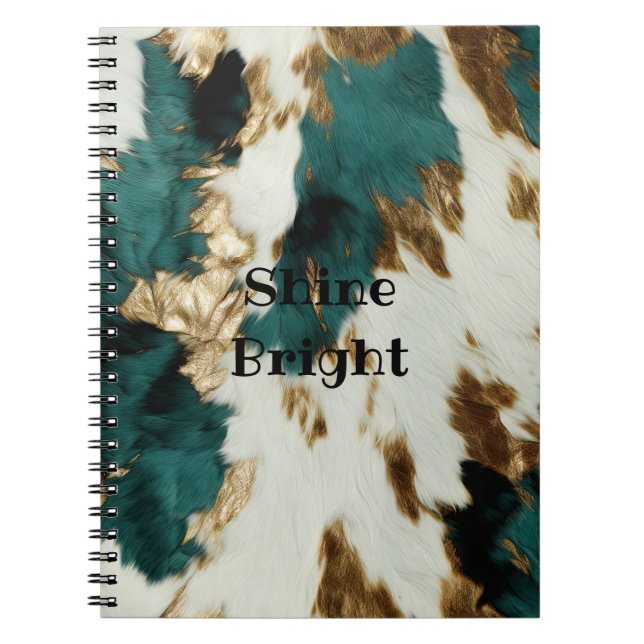 Western Emerald Gold White Cowhide  Notebook (Front)
