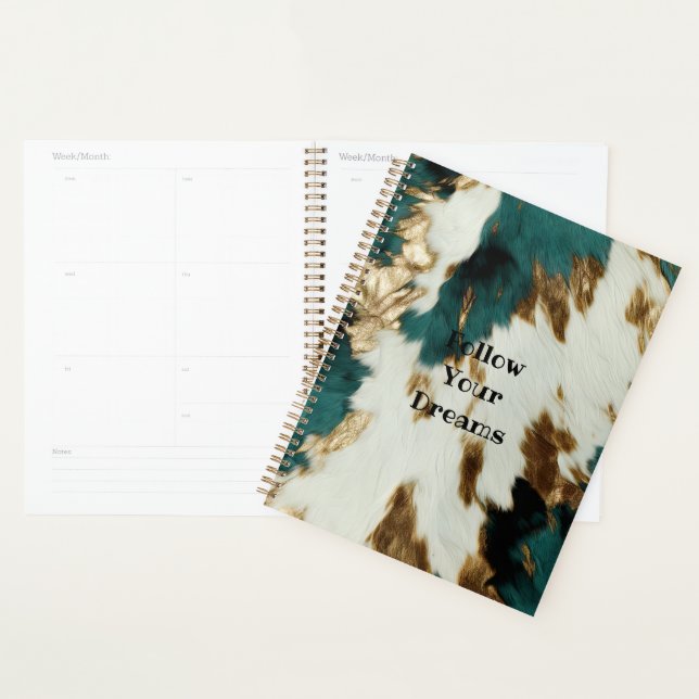Western Emerald Gold White Cowhide  Planner (Display)