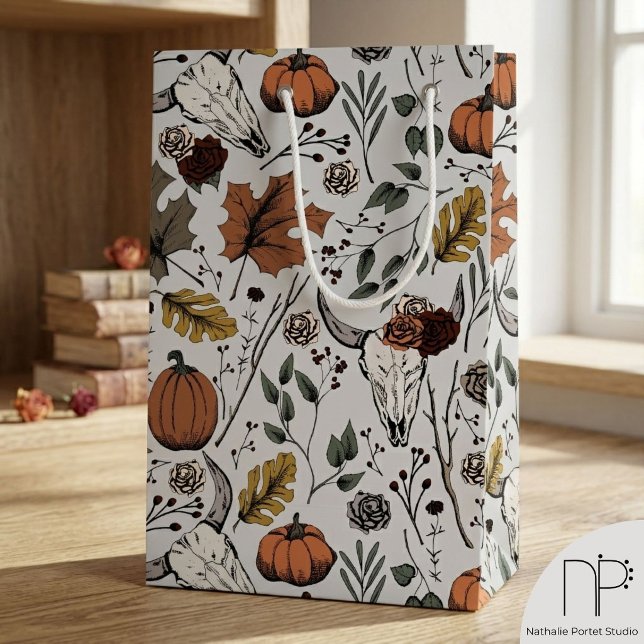 Western Fall Harvest Cow Skull Small Gift Bag (western-fall-harvest-cow-skull-gift-bag.jpg)