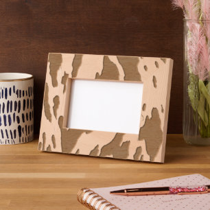 Western Farm Animal Cow Print Etched Frames