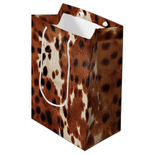 Western Farm Brown Cream Cowhide  Medium Gift Bag