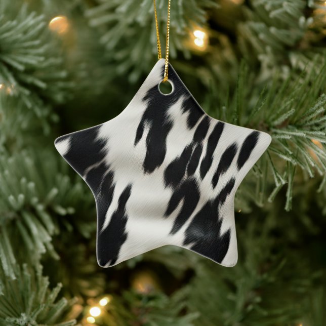 Western Farm Cowhide  Ceramic Ornament (Tree)