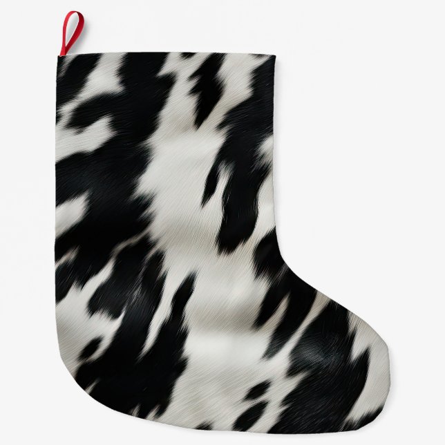 Western Farm Cowhide  Large Christmas Stocking (Front)