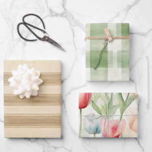 Western Farm Cream Stripes  Wrapping Paper Sheet