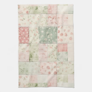 Western Farm Mint Pink Floral Quilt Patterns Kitchen Towel