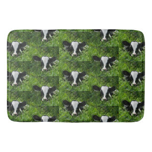Western Farm Ranch Holstein Calf In Grass Bath Mat