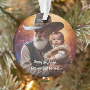 Western Father Time and Baby New Year Ornament