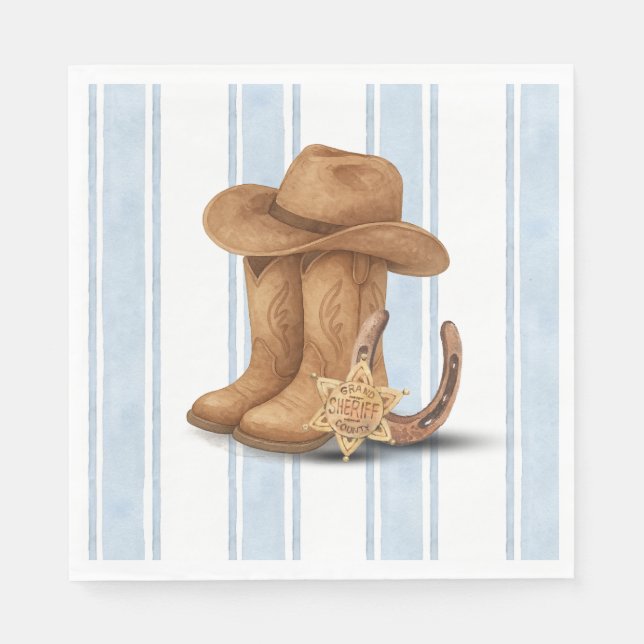 Western First Birthday | Cowboy | First Roundup Napkin (Front)