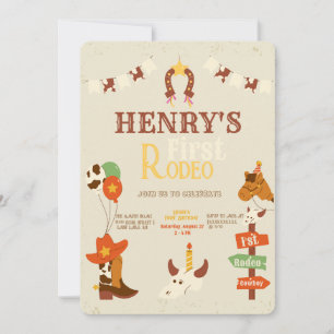 Western First Birthday Rodeo Baby Invitation
