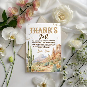 Western First Birthday Thank You Card