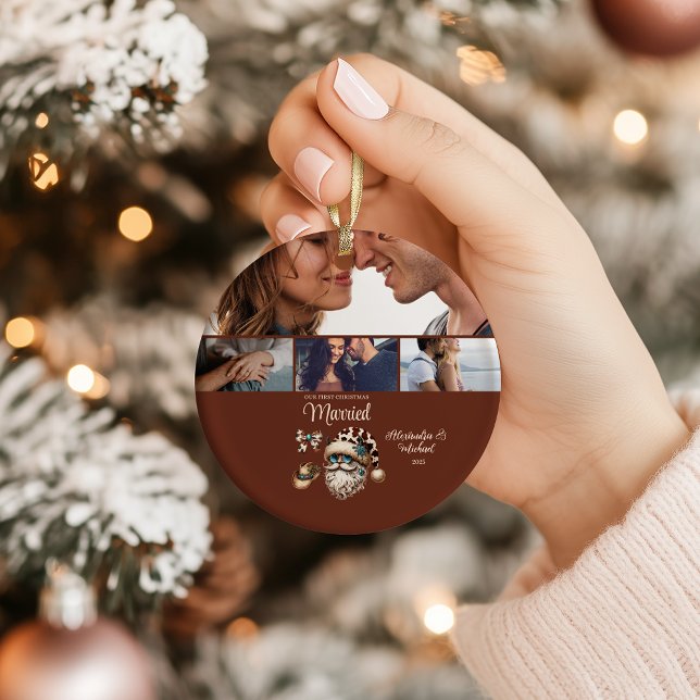 Western First Christmas Married 4 Photo  Ceramic Ornament (Creator Uploaded)