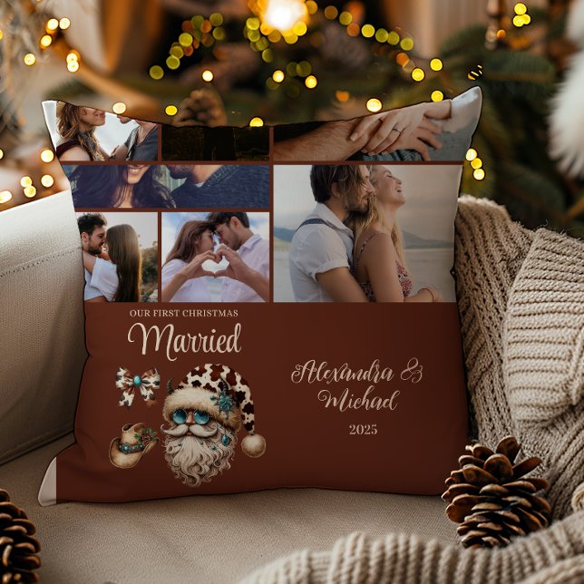 Western First Christmas Married 7 Photo  Throw Pillow (Creator Uploaded)