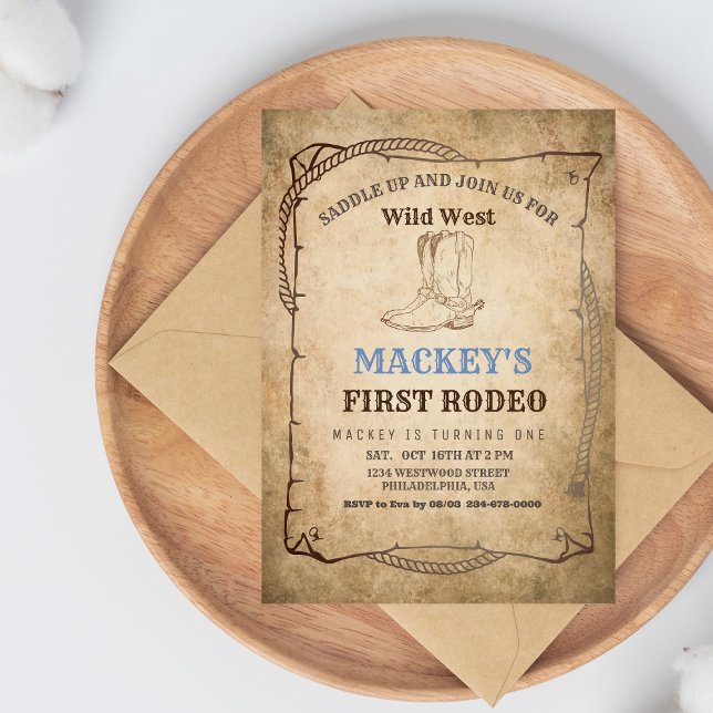  Western First Rodeo Birthday Party Invitation (Creator Uploaded)