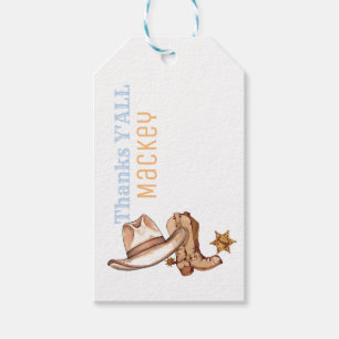 Western First Rodeo Birthday Party Paper Plate Gift Tags