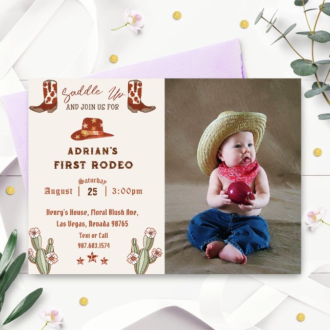 Western First Rodeo Birthday Photo Invitation (Creator Uploaded)