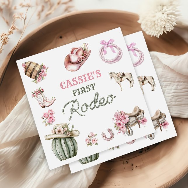 Western First Rodeo Cowgirl Birthday Napkins (Creator Uploaded)