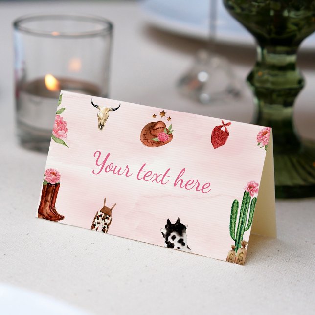 Western First Rodeo Cowgirl Birthday Place Card (Creator Uploaded)