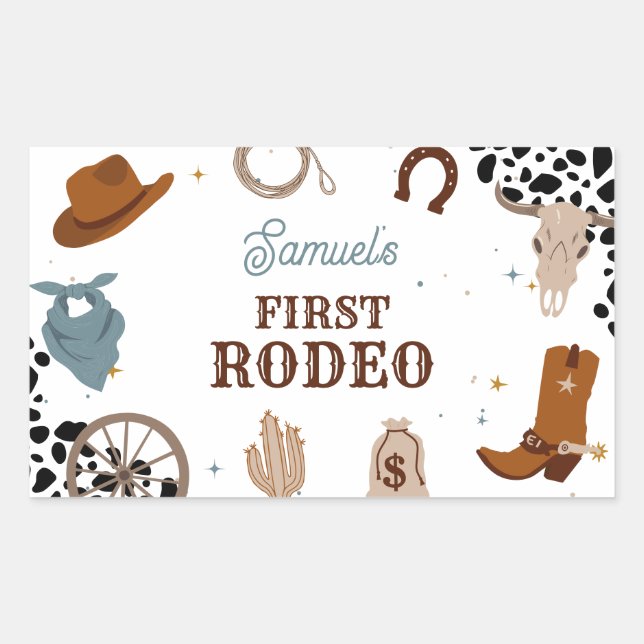 Western First Rodeo Wild West Boy First Birthday Sticker (Front)