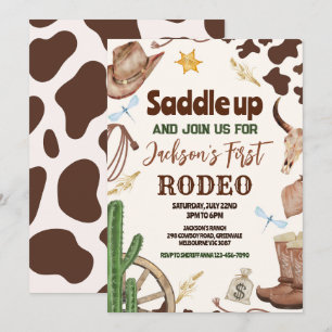 Western First Rodeo Wild West Cowboy Birhday Invitation