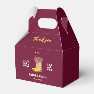 Western Floral Cowboy Boot Monogram Rustic Wedding Favor Box