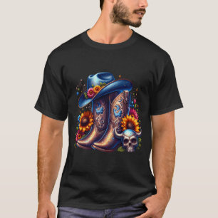 Western Floral Cowboy Boots  T-Shirt