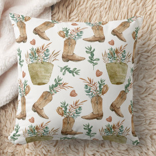 Western Floral Throw Pillow