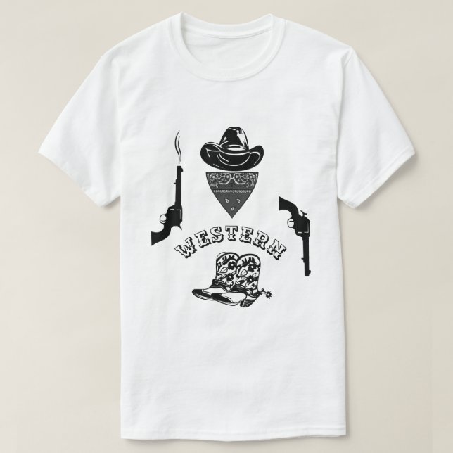 Western funny, unique, cool, customizable T-Shirt (Design Front)