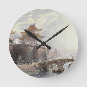 Western Gate of Peking, c.1850 (colour litho) Round Clock