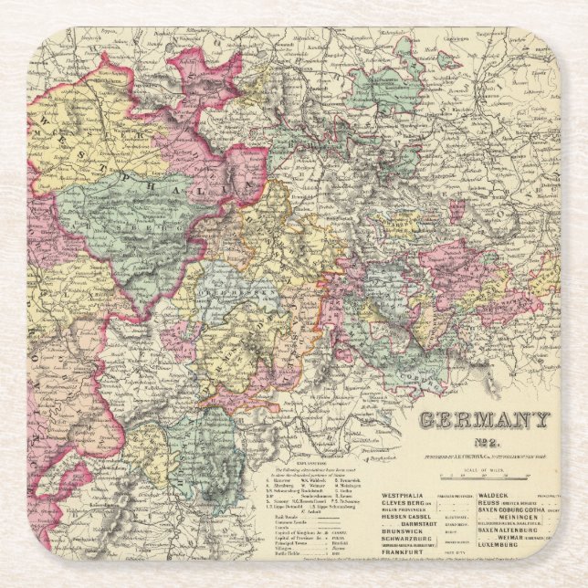 Western Germany 2 Square Paper Coaster (Front)