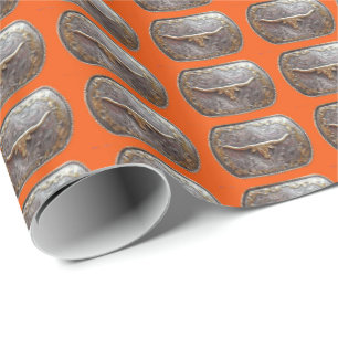 Western Gift Wrapping Paper Longhorn Belt Buckle