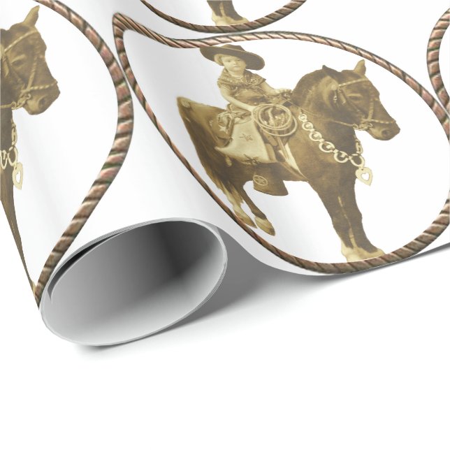Western Gift Wrapping Paper Vintage Cowgirl (Roll Corner)