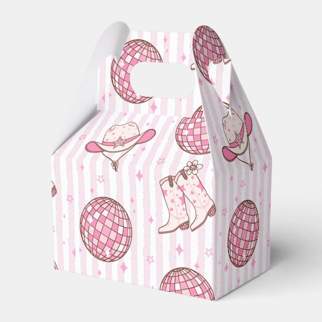 Western girl Cowboy Disco pink Favor Box (Front Side)